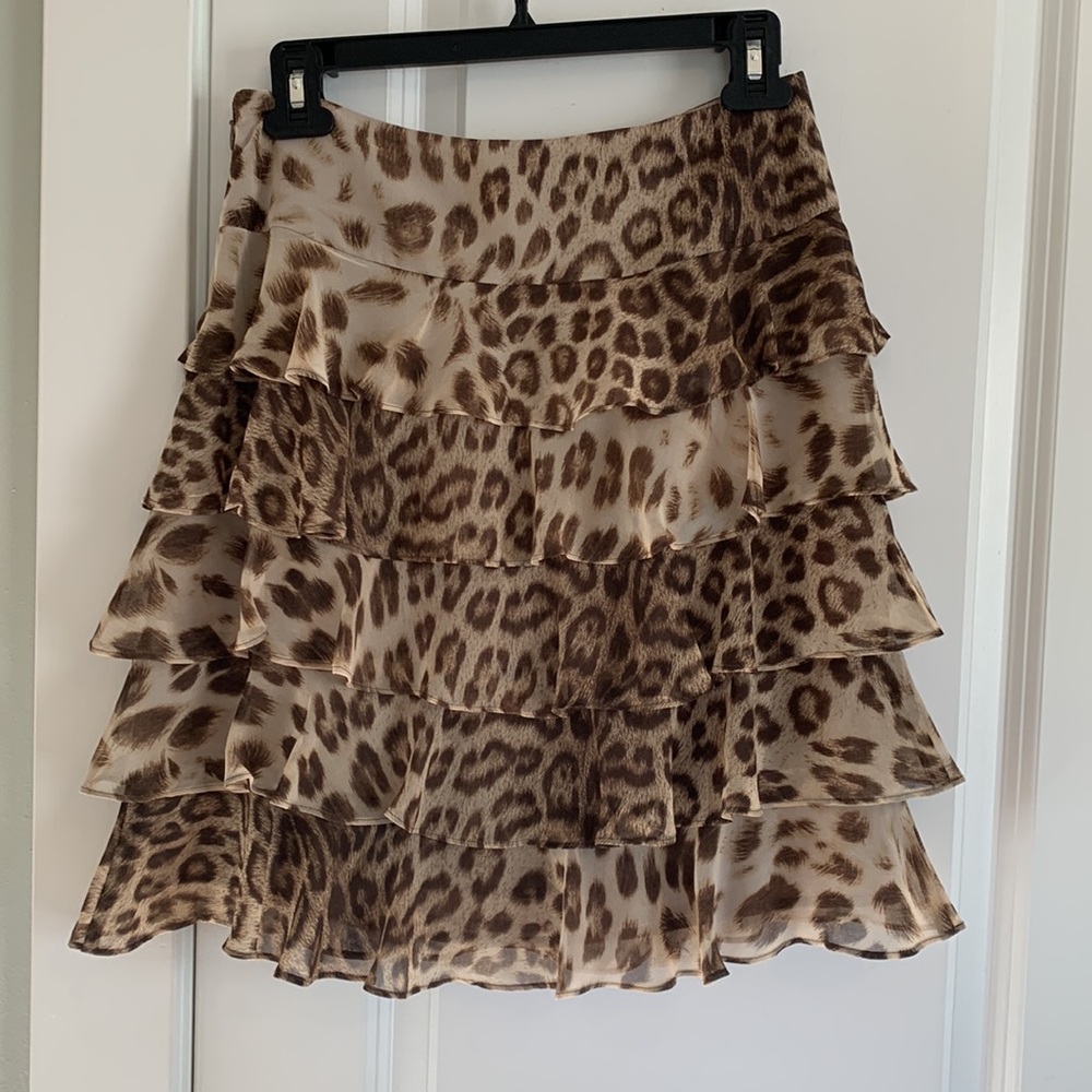 Nwt Talbots Leopard Print Ruffle Skirt - image 2